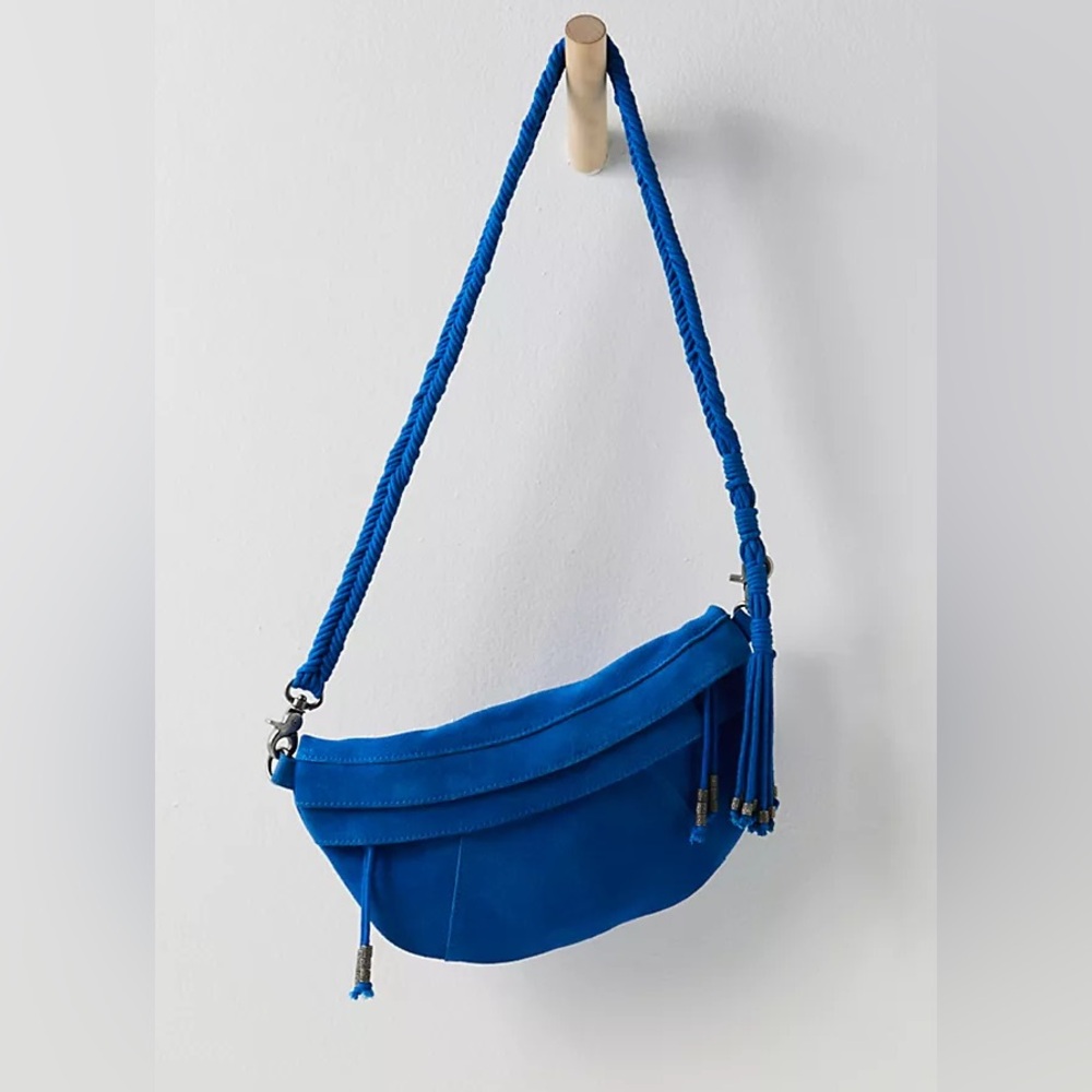 Free People Sweet Talker Swing Crossbody bag 100% leather blue